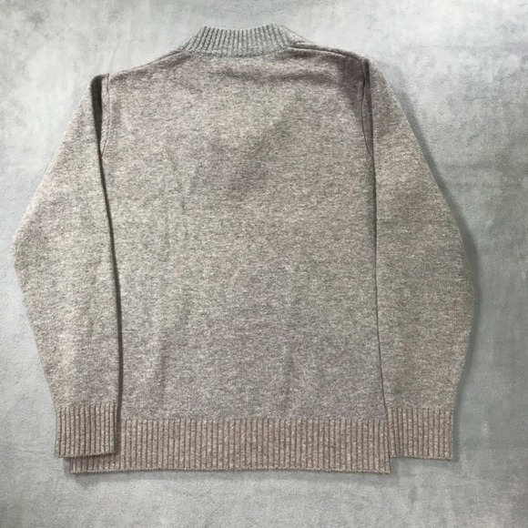 Raffi Sweater Men's Medium Grey 1/4 Button Mock Neck Wool Cashmere Elbow Patches - Picture 7 of 8